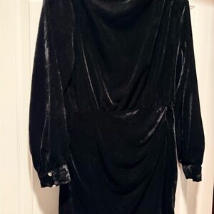 Zara Black Long Sleeve Velvet Dress